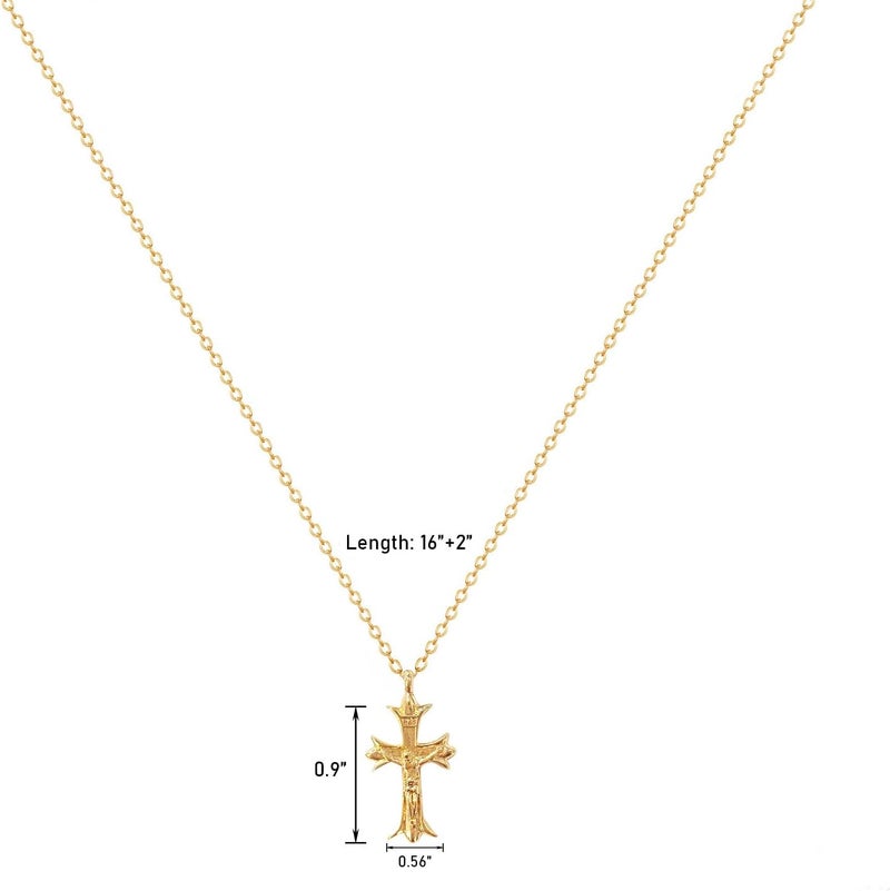 Partm Gold Cross Necklace for Women 14K Plated Dainty Pendant Cross Chain Faith Crucifix Choker Baptism Necklace for Women Trendy Religious Jewelry Hypoallergenic - Image 5